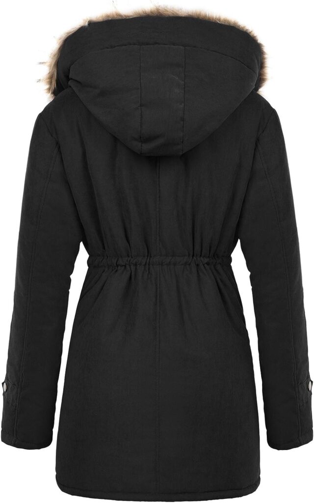 GRACE KARIN Womens Winter Coats Fleece Parkas Anoraks Hooded Military Jacket Coats M Black