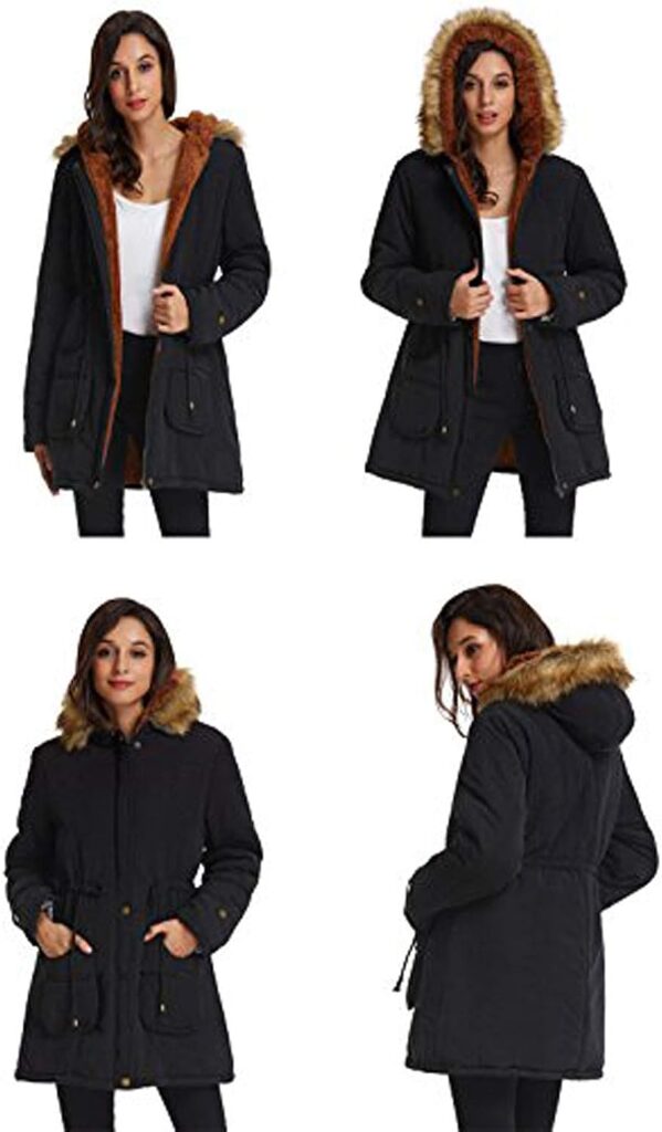 GRACE KARIN Womens Winter Coats Fleece Parkas Anoraks Hooded Military Jacket Coats M Black