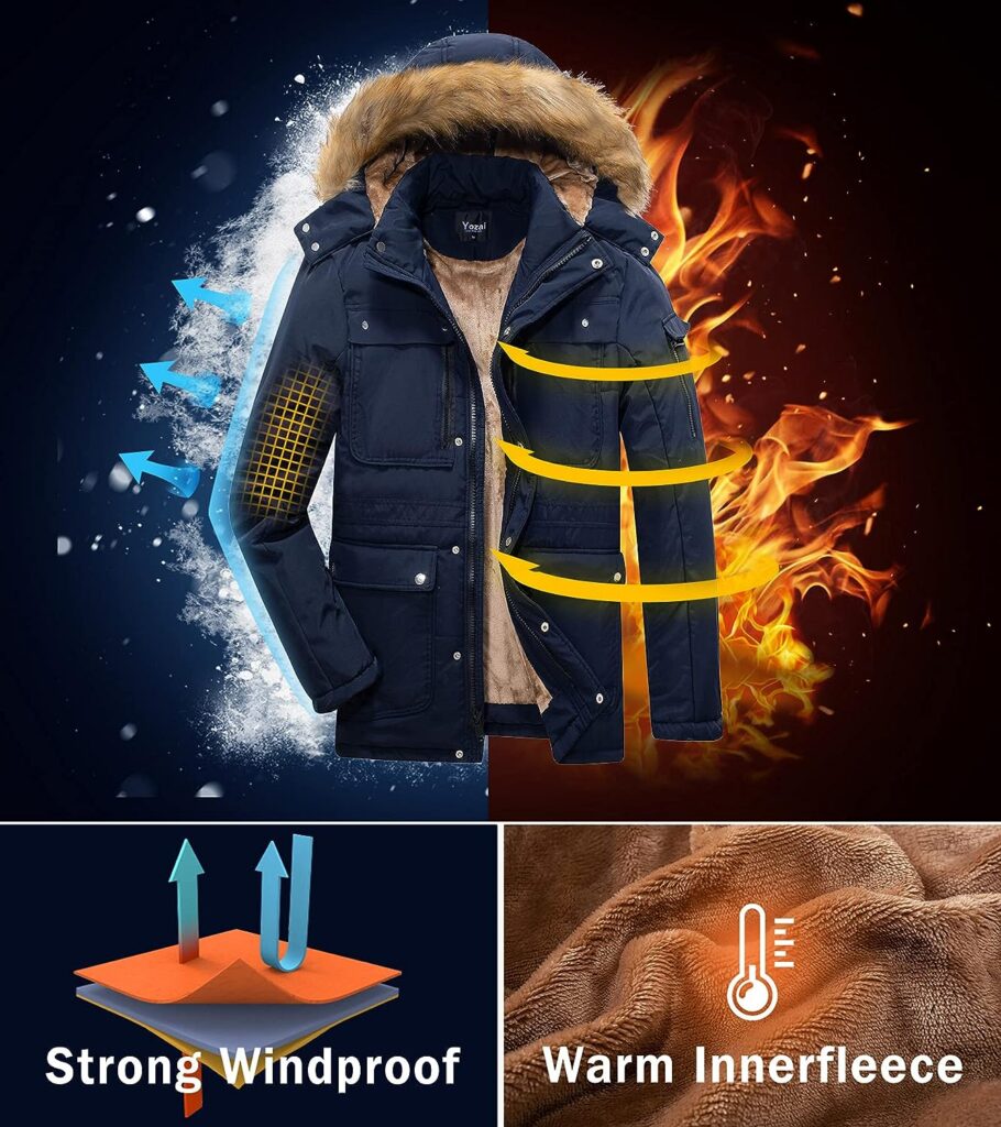 Yozai Womens Winter Coat, Waterproof Ski Snow Jacket Mountain Windbreaker Hooded Parka