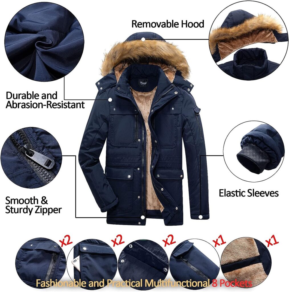 Yozai Womens Winter Coat, Waterproof Ski Snow Jacket Mountain Windbreaker Hooded Parka