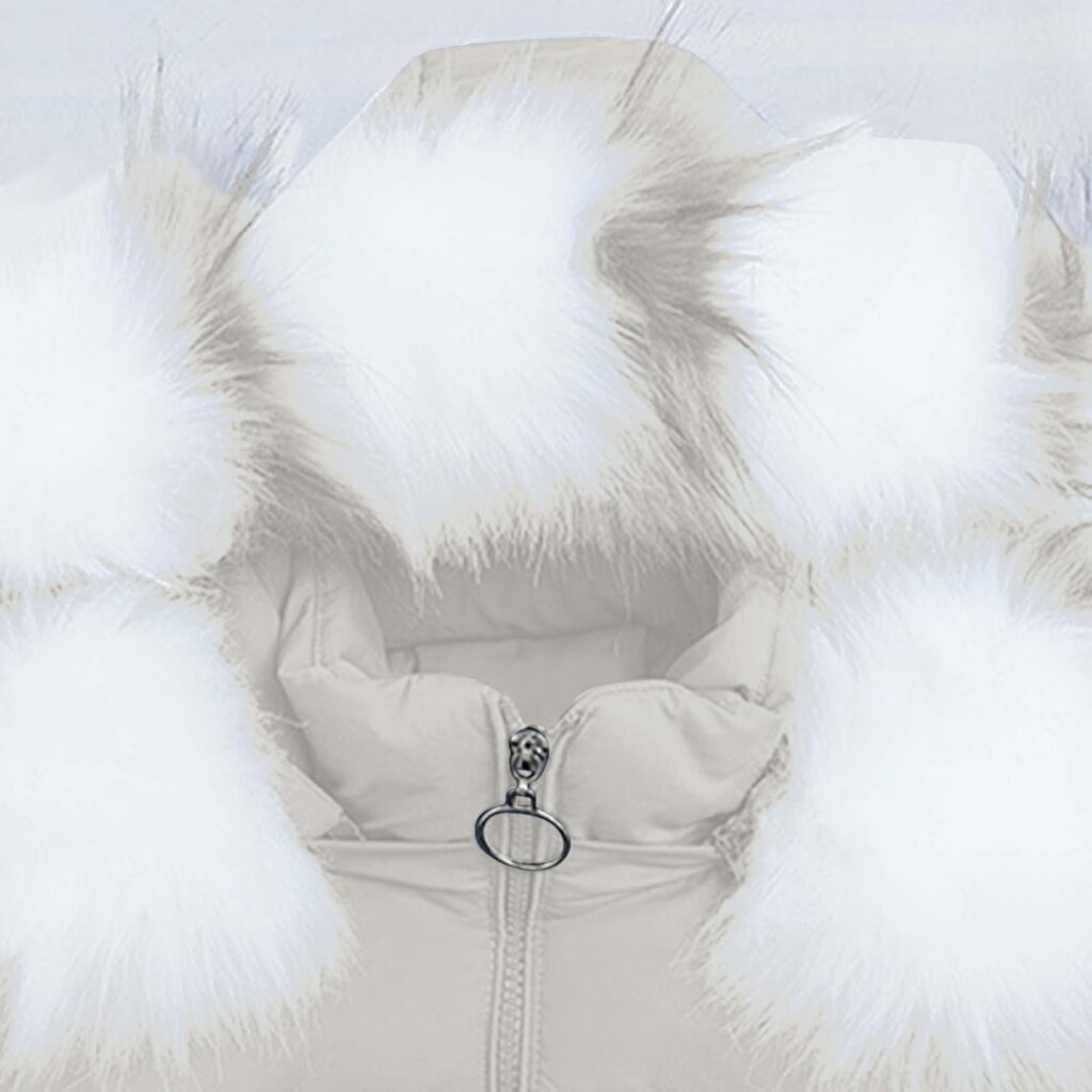QSXLTS Womens Winter Puffer Coat Fur Hooded Jackets Long Zip Up Down Coats Thicken Jacket Parka with Pockets
