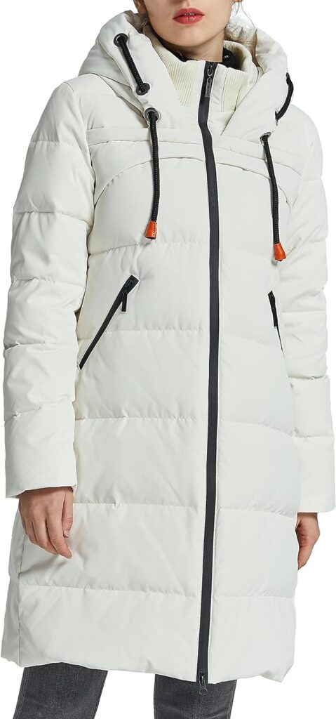 Orolay Womens Thickened Winter Down Coat Hooded Puffer Long Jacket with Pocket