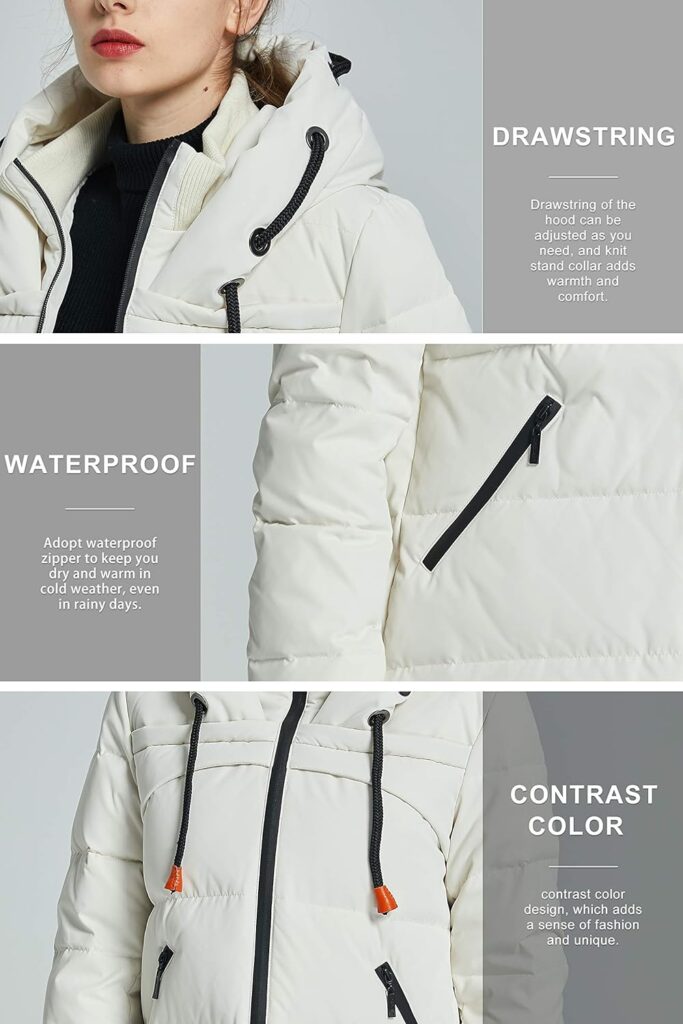 Orolay Womens Thickened Winter Down Coat Hooded Puffer Long Jacket with Pocket