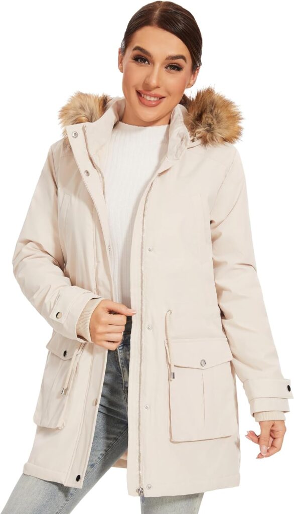 ROYAL MATRIX Womens Parka Coat Winter Warm Parka Jacket Fleece Lined Parka Coat Long Winter Coat with Hood